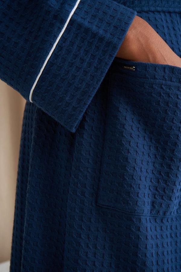 Pretty You Luxury Suite Waffle Robe In Marine Blue