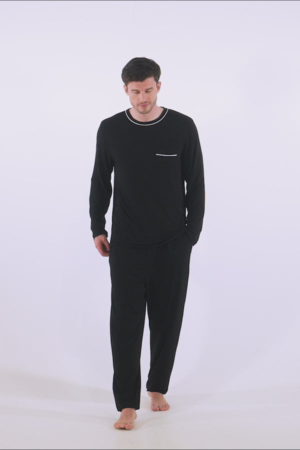 Pretty You Mister You Bamboo Pyjama Set In Black