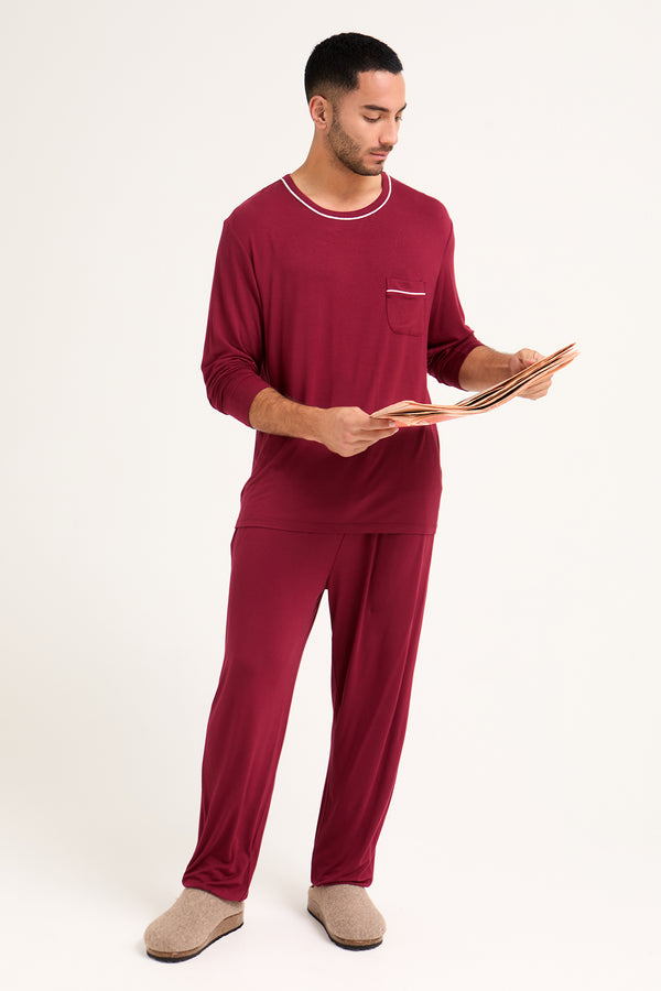 Pretty You Mister You Bamboo Pyjama Set In Claret