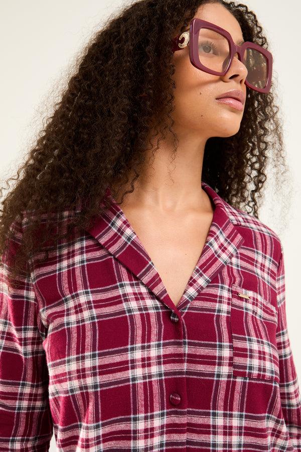 Pretty You Plaid Nightshirt In Bordeaux