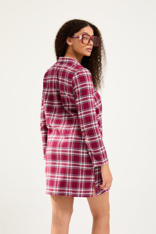 Pretty You Plaid Nightshirt In Bordeaux
