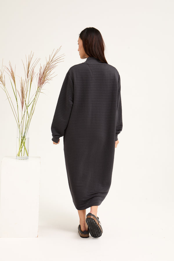 Pretty You Quilted Jersey Housecoat In Charcoal