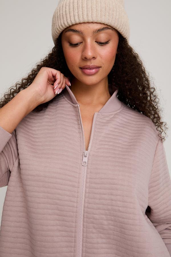 Pretty You Quilted Jersey Housecoat In Mink