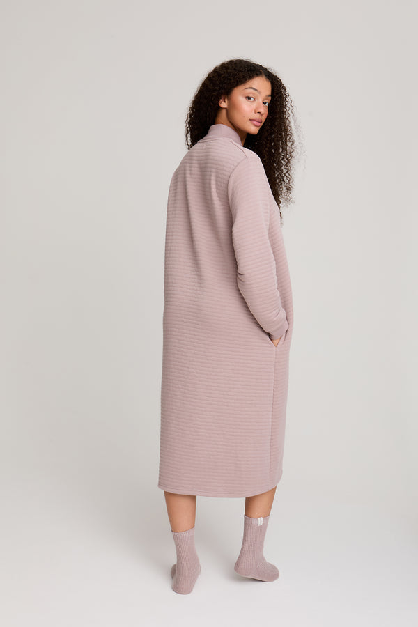 Pretty You Quilted Jersey Housecoat In Mink