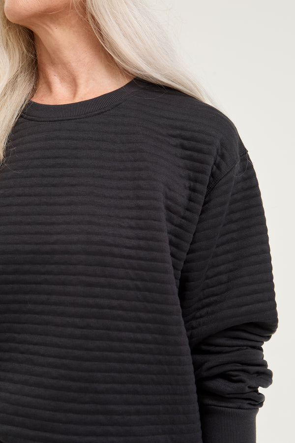 Pretty You Quilted Jersey Lounge Set In Charcoal