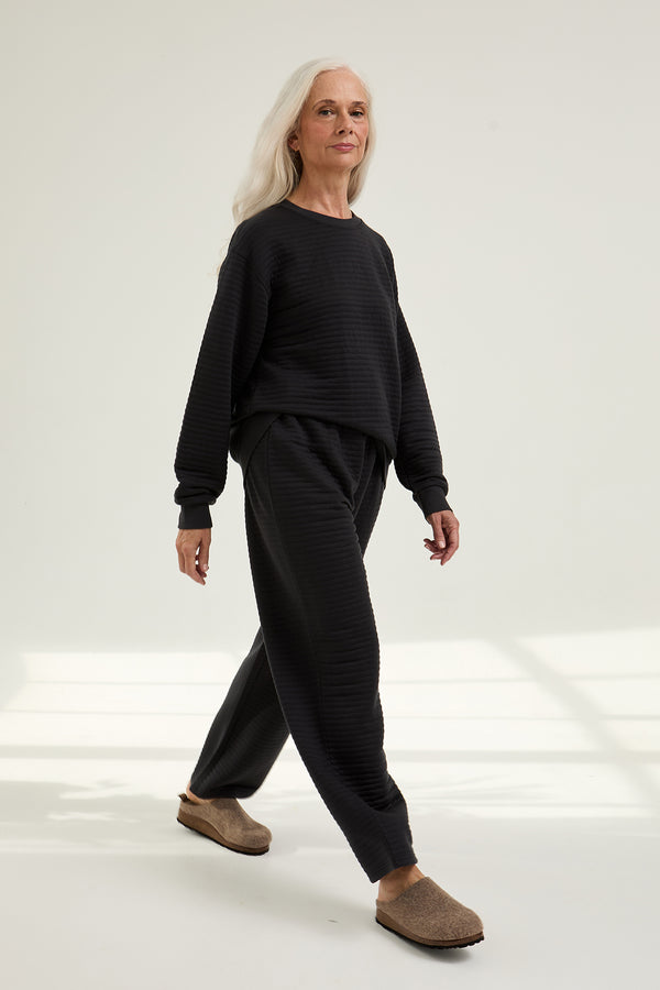 pretty you Quilted Jersey Lounge Set in Charcoal