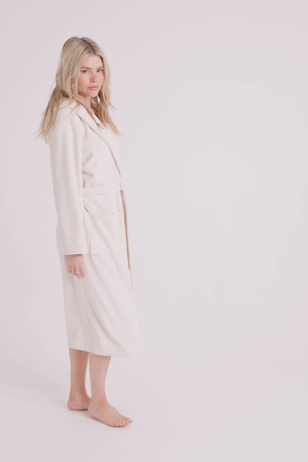 Pretty You Ribbed Hooded Robe In Cream