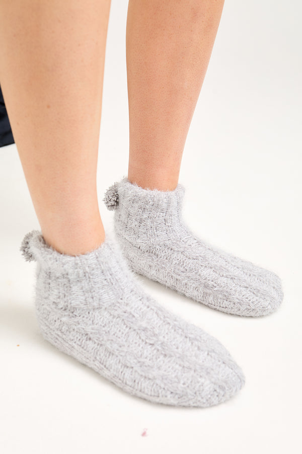 pretty you Slipper Sock Booties in Grey
