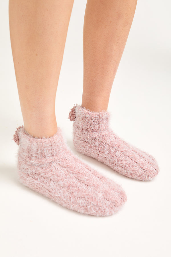 pretty you Slipper Sock Booties in Pink
