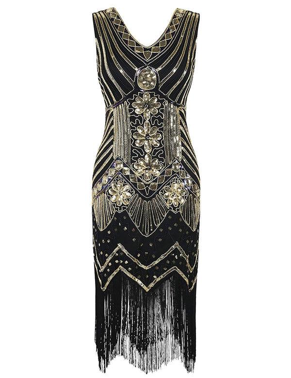 prettyguide PrettyGuide Women 1920s Dress V Neck Beaded Sequin Deco Gatsby Inspired Flapper Dress prettyguide PrettyGuide Women 1920s Dress V Neck Beaded Sequin Deco Gatsby Inspired Flapper Dress