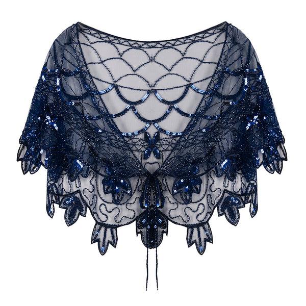 Prettyguide PrettyGuide Women 1920s Shawl Beaded Evening Wraps Flapper Bolero