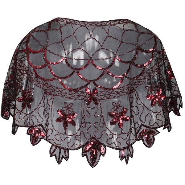 Prettyguide PrettyGuide Women 1920s Shawl Beaded Evening Wraps Flapper Bolero