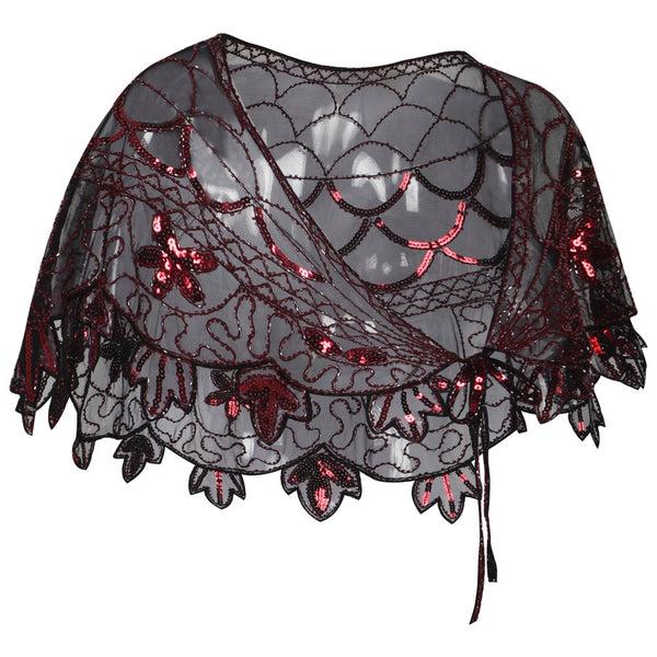 prettyguide PrettyGuide Women 1920s Shawl Beaded Evening Wraps Flapper Bolero