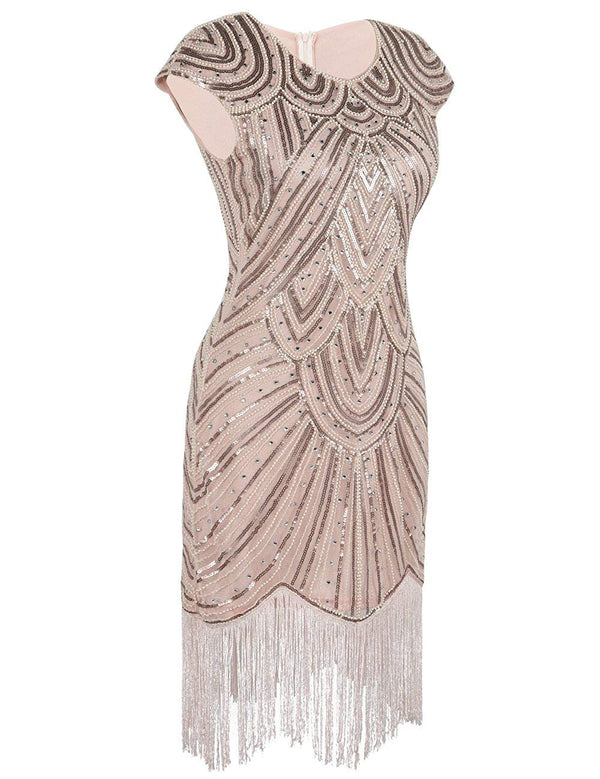 Prettyguide PrettyGuide Women's 1920s Flapper Dress Crystal Sequin Embellished Fringed Gatsby Dress