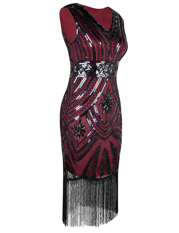 Prettyguide PrettyGuide Women's 1920s Flapper Dress Glam Sequin Inspired Beaded Cocktail Dress