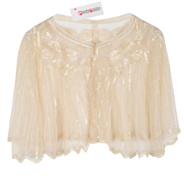 prettyguide PrettyGuide Women's 1920s Shawl Beaded Sequin Deco Evening Cape Bolero Flapper Cover up