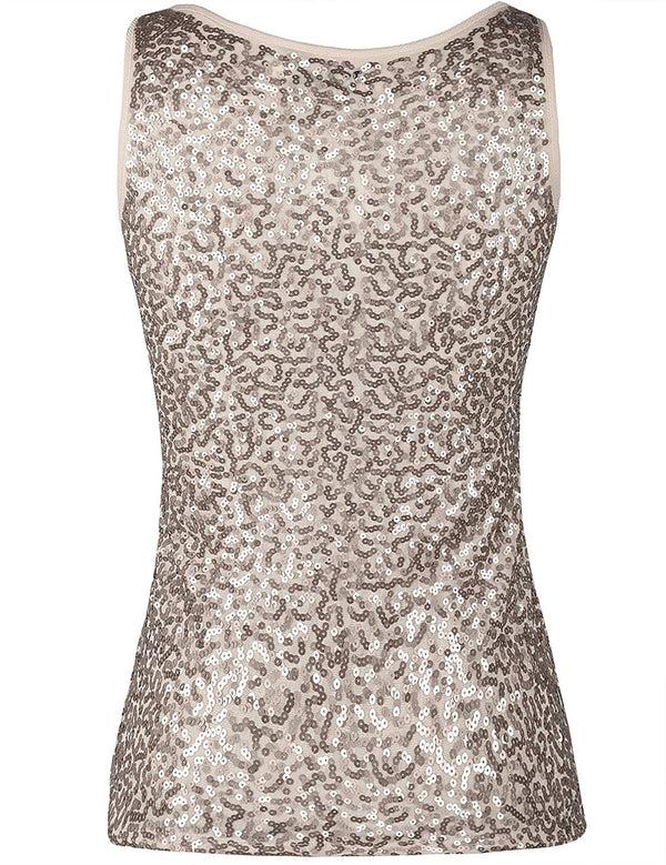 Prettyguide PrettyGuide Women's Full Sequin Tank Top Sleeveless Sparkle Shimmer Vest Tops Clubwear