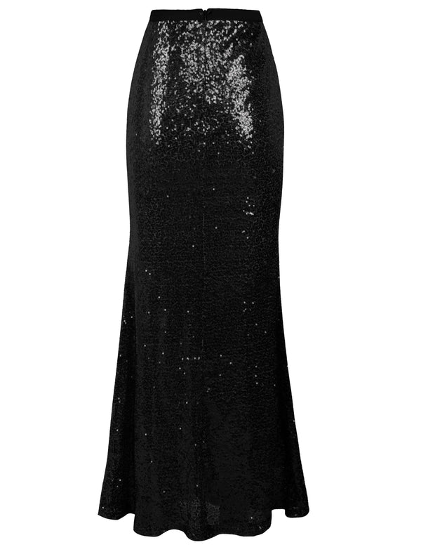 Prettyguide PrettyGuide Women's Glitter Sequin Maxi Skirt
