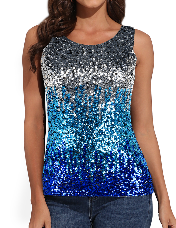 Prettyguide Women's Gradient Sequin Top