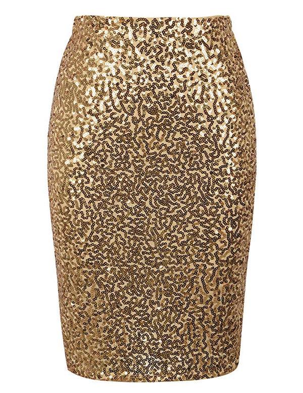 Prettyguide PrettyGuide Women's High Waist Sequin Pencil Skirt