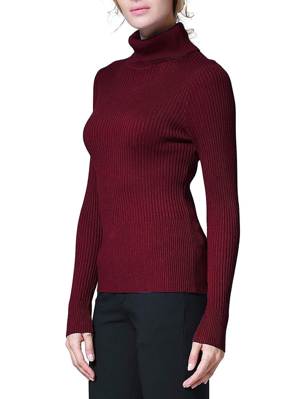 Prettyguide PrettyGuide Women's Ribbed Turtleneck Long Sleeve Sweater Tops
