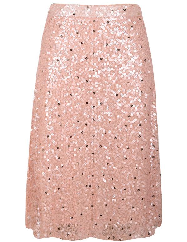 Prettyguide PrettyGuide Women's Sequin Midi Skirt Casual Flowy High Waist Cocktail Party Flare Skirt