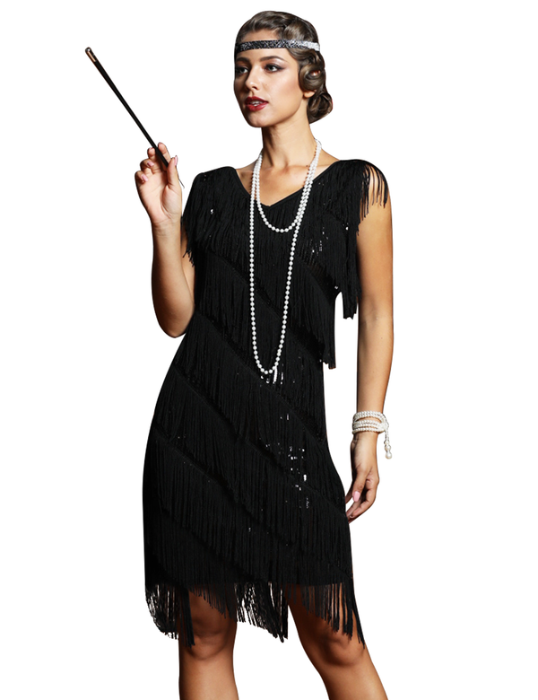 Prettyguide PrettyGuide Women's Sequined Fringe Flapper Dress