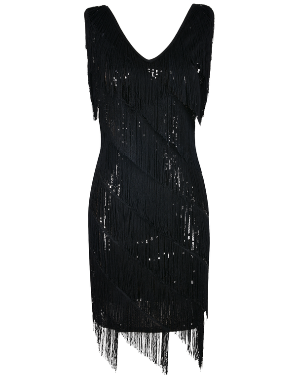 Prettyguide PrettyGuide Women's Sequined Fringe Flapper Dress