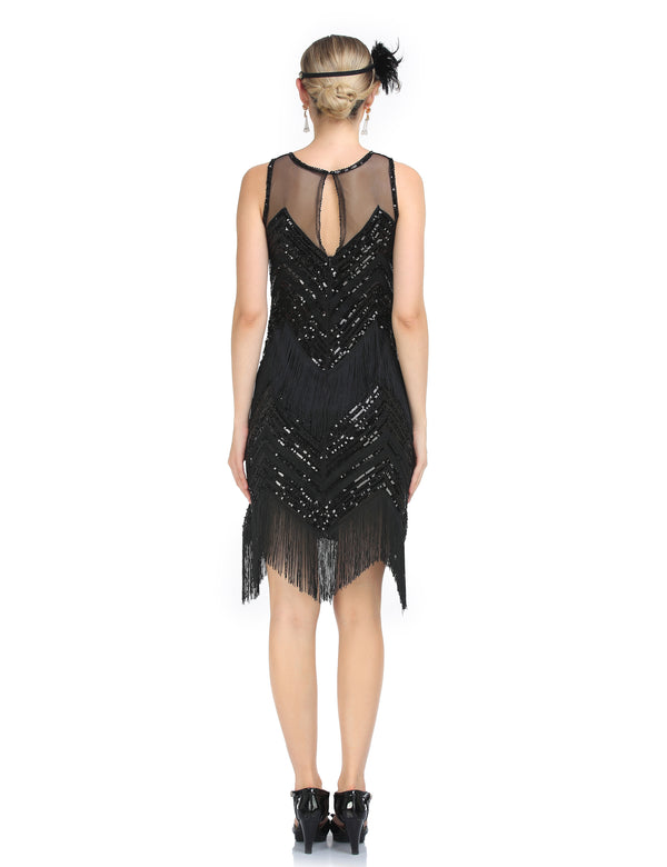 Prettyguide PrettyGuide Women's Sleeveless Sequin Beaded 1920s Flapper Dress