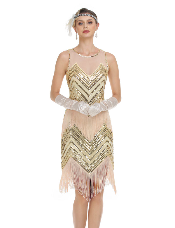 Prettyguide PrettyGuide Women's Sleeveless Sequin Beaded 1920s Flapper Dress