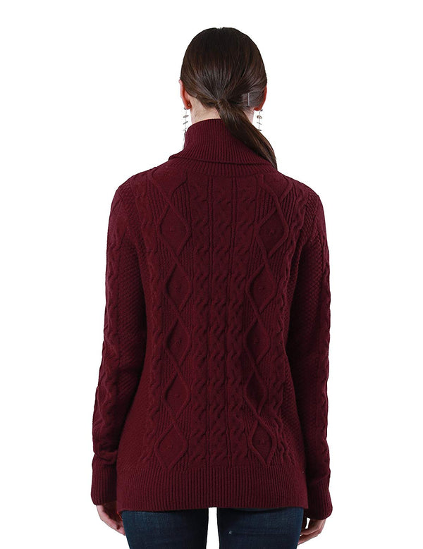 Prettyguide PrettyGuide Women's Turtleneck Sweater Long Sleeve Cable Knit Sweater Pullover Tops