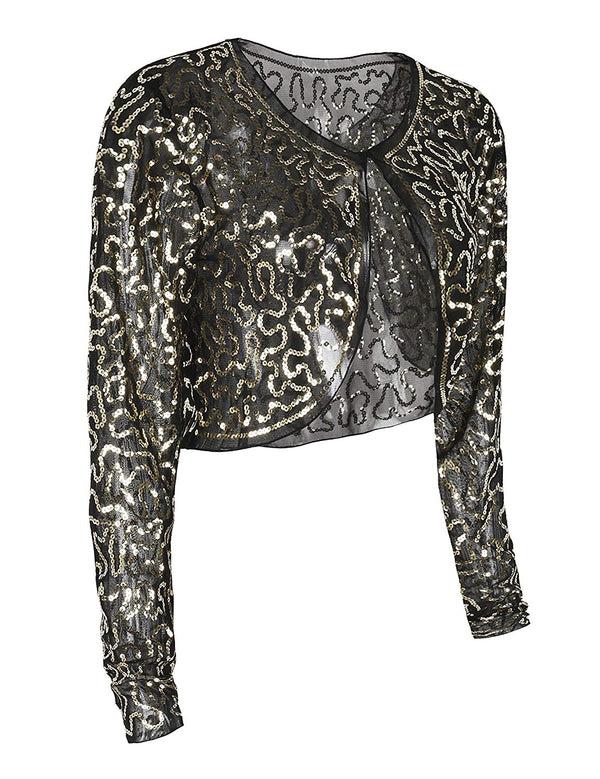 Prettyguide PrettyGuide Women Sequin Bolero Long Sleeve Sparkly Wedding Shrug Cardigan
