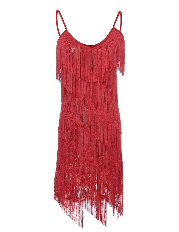 Prettyguide PrettyGuide Women Sequin Fringe 1920s Flapper Inspired Party Latin Dress