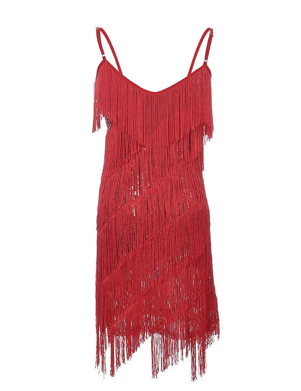 Prettyguide PrettyGuide Women Sequin Fringe 1920s Flapper Inspired Party Latin Dress