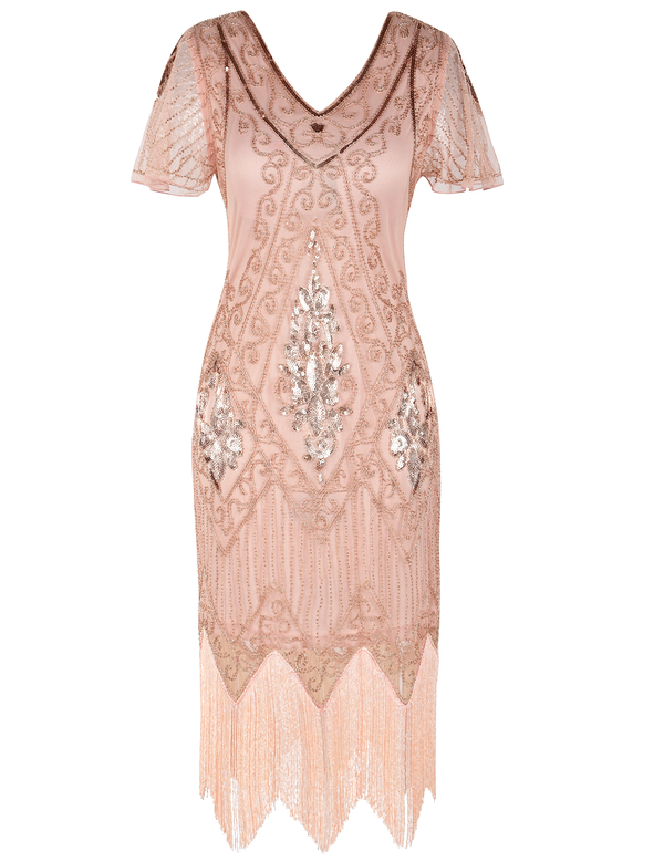 Prettyguide PrettyGuide Women Short Sleeve Great Gatsby Dress