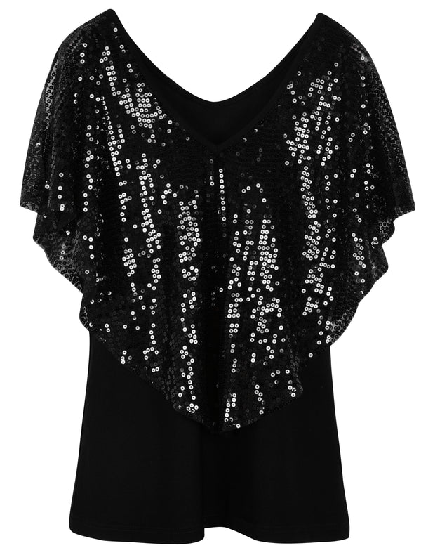 Prettyguide Women's Cold Shoulder Sequin Tunic Tops