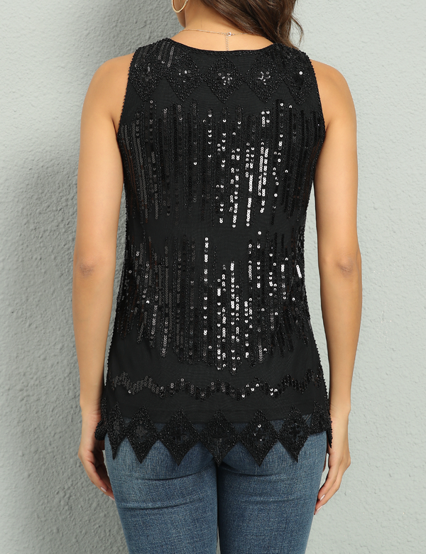 prettyguide Women's Flowy Sequin Cocktail Party Tops