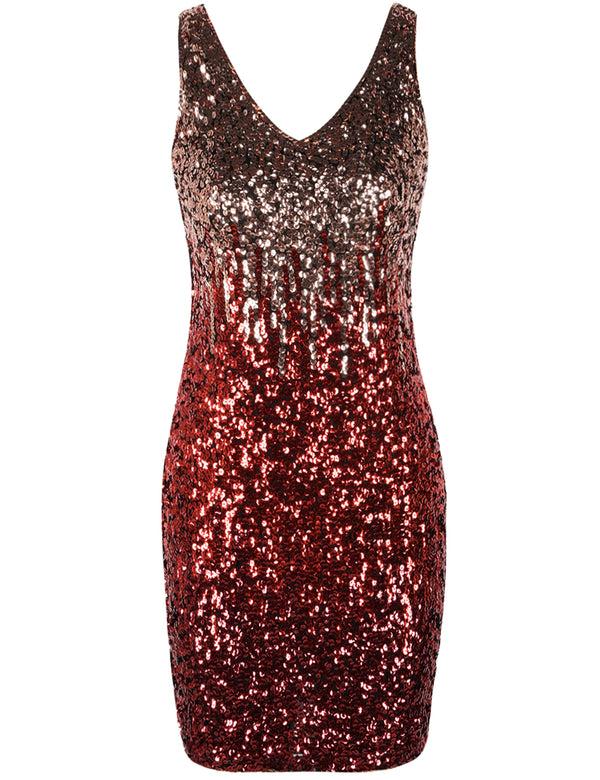 Prettyguide Women's Gradient Sequin Bodycon Dress Mini