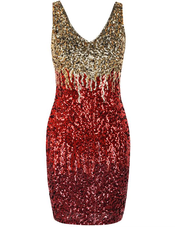 Prettyguide Women's Multi-Colored Sequin Mini Bodycon Dress
