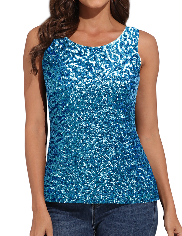 Prettyguide Women's Sparkly Sequin Tank Top Rave Party Vest Tops