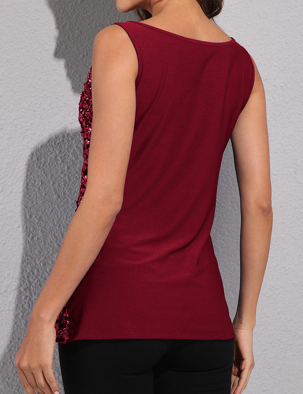 prettyguide Women's Sparkly Sequin Tank Top Rave Party Vest Tops