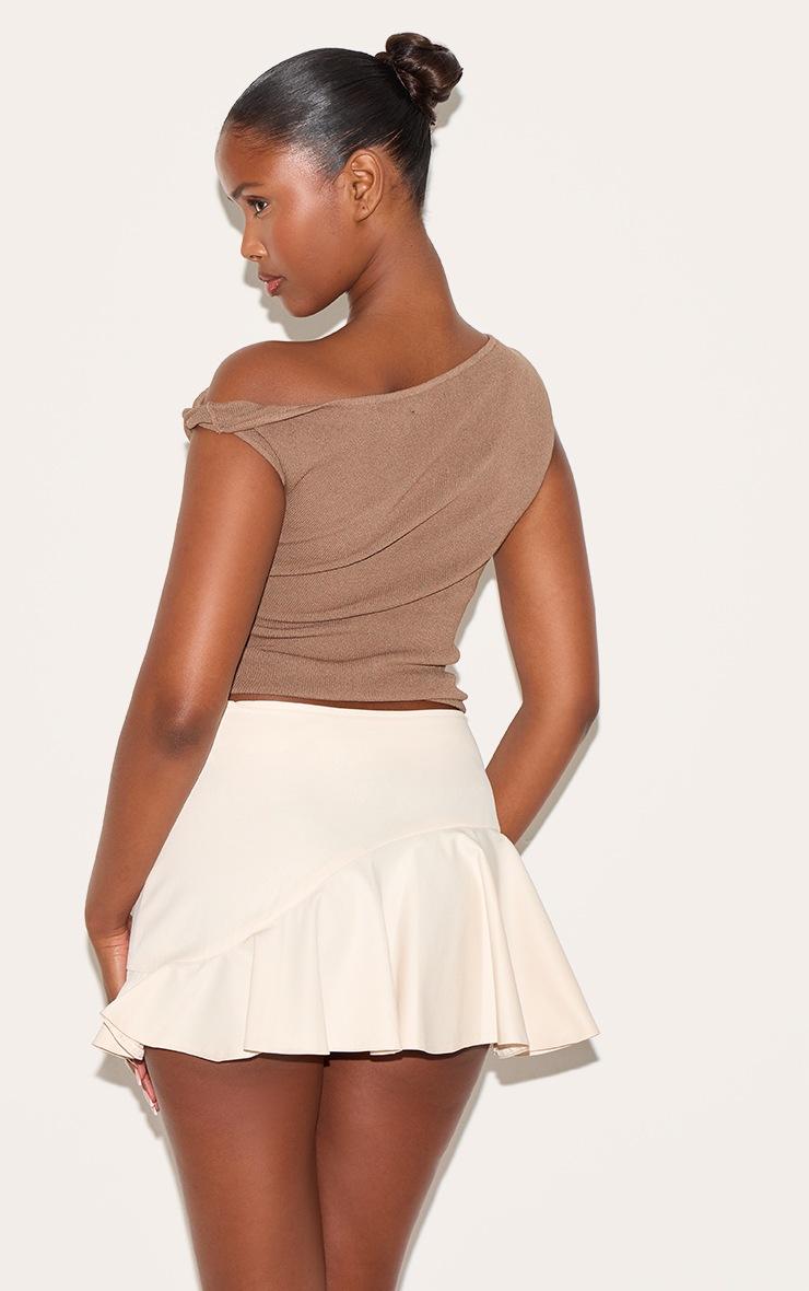 Pretty Little Thing Almond Tailored Woven Scalloped Edge Mini Skirt