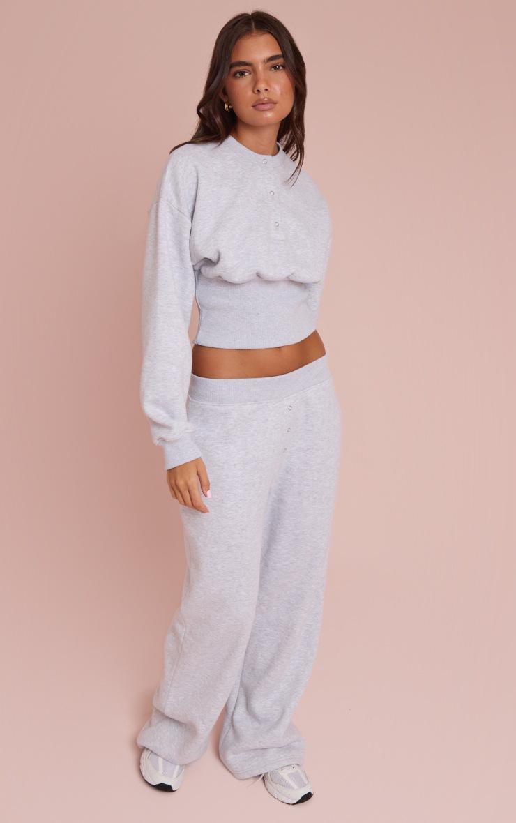 Pretty Little Thing Ash Grey Button Up Cinched Sweatshirt