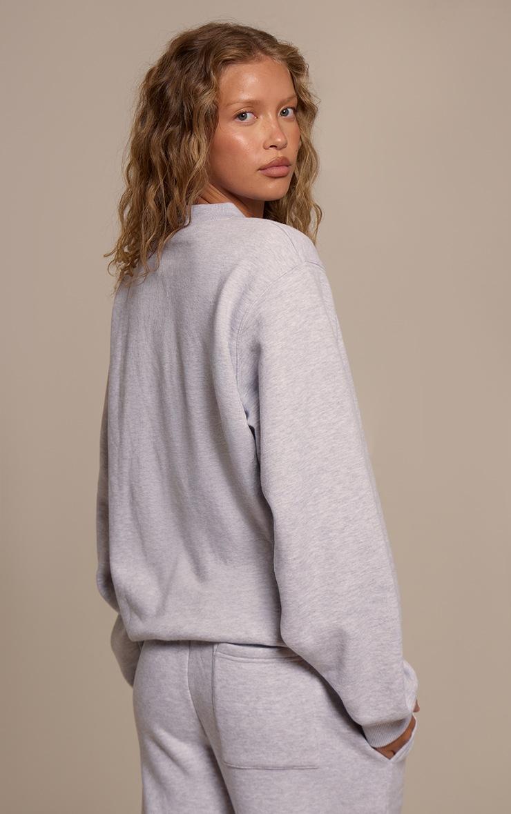 Pretty Little Thing Ash Grey Cotton Fleece Pullover Sweatshirt
