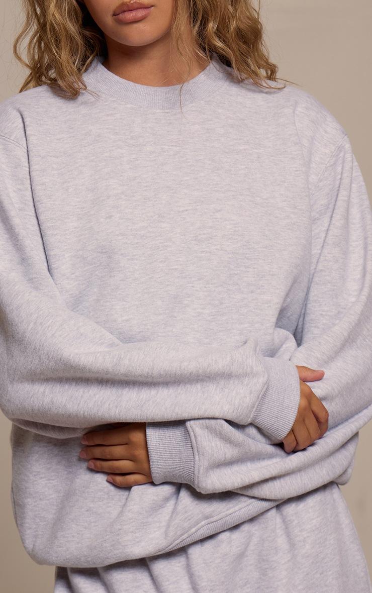 Pretty Little Thing Ash Grey Cotton Fleece Pullover Sweatshirt