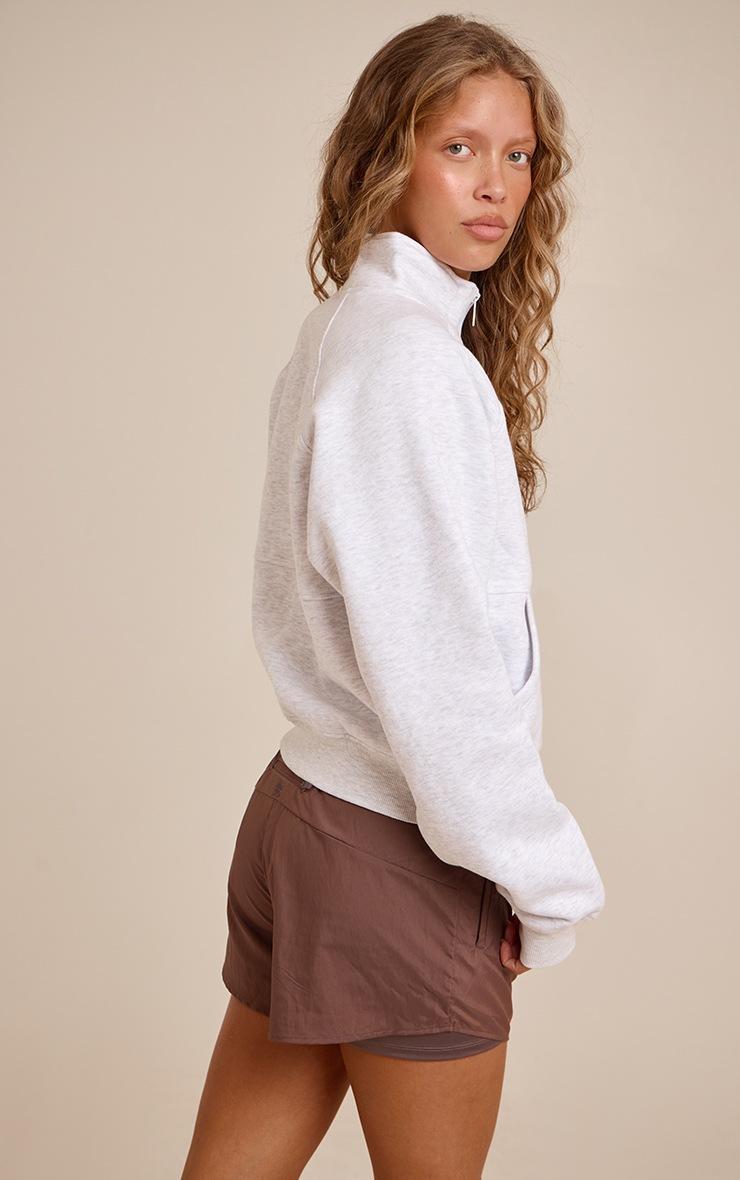 Pretty Little Thing Ash Grey Seam Detail Zip Up Fleeceback Jacket