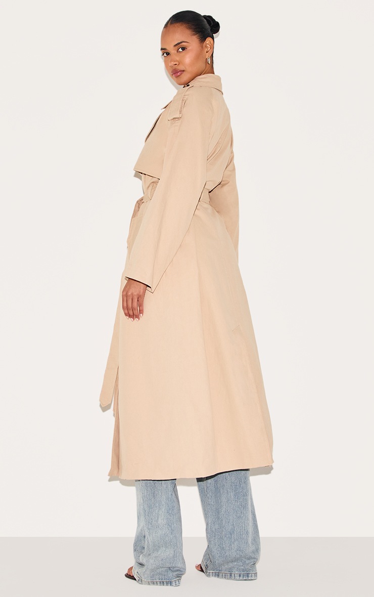 Pretty Little Thing Beige Belted Double Breasted Trench Coat