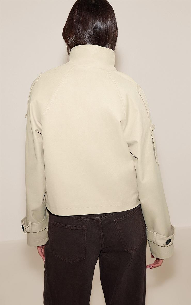 Pretty Little Thing Beige Double Breasted Funnel Neck Cropped Trench Coat