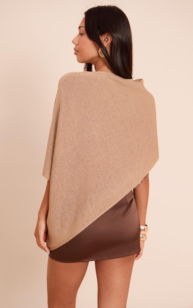 Pretty Little Thing Beige Fine Knit Poncho Style Top