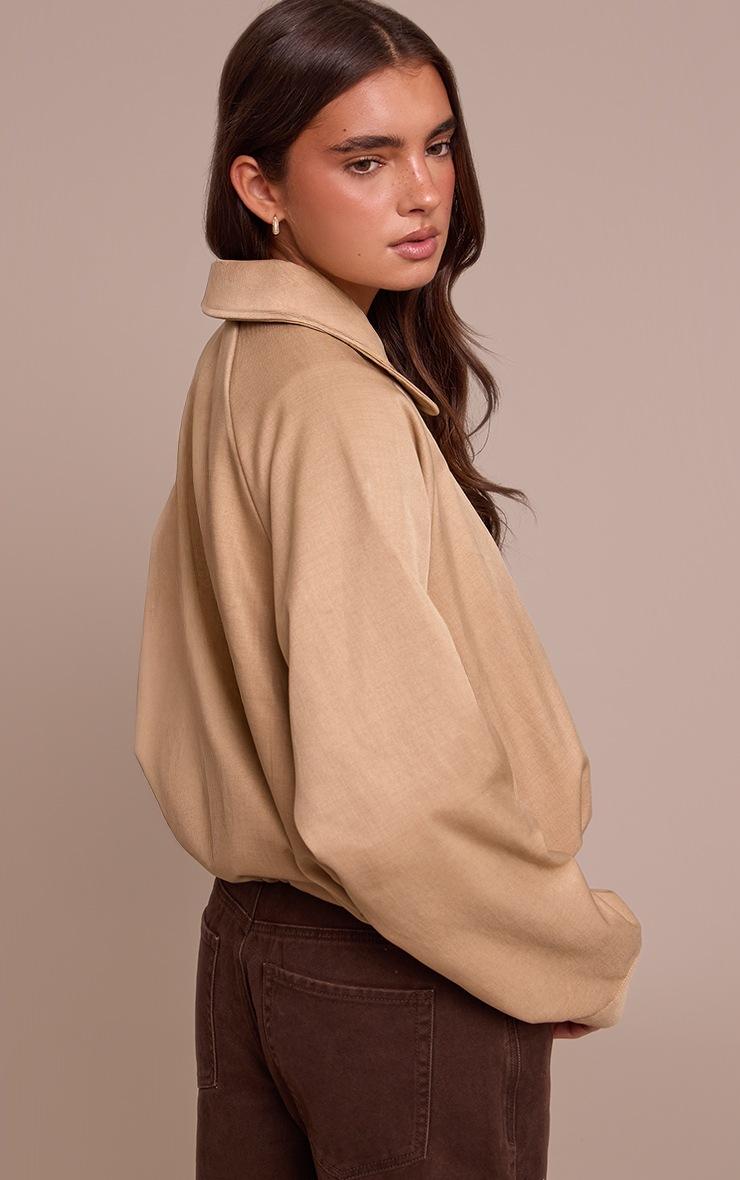 Pretty Little Thing Beige Utility Style Draw Cord Bomber Jacket